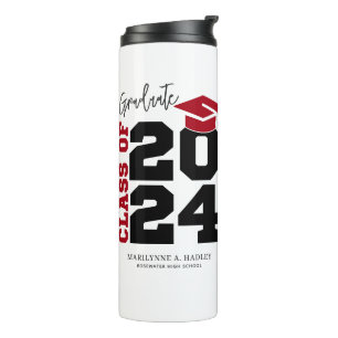 Class of 2024 Red and Black Graduation Thermal Tumbler