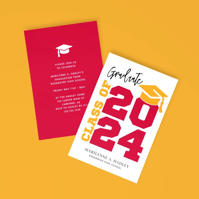 Class of 2024 Red and Gold Graduation Invitation (Creator Uploaded)