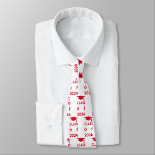 Class of 2024  - Red and White Graduation Neck Tie