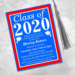 Class of 2024 Red White Blue Graduation Invitation Postcard