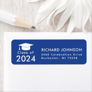  Class of 2024 Royal Blue White Graduation Return Return Address Label