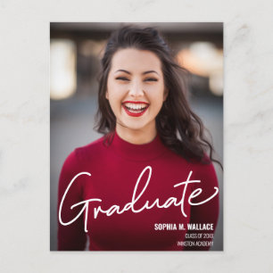 Class of 2024 Script Girl Graduate Photo Announcement Postcard