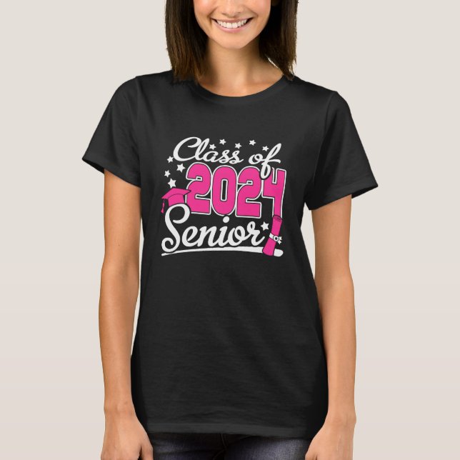 Class Of 2024 Senior 24 Girls Women Funny Graduati T-Shirt (Front)