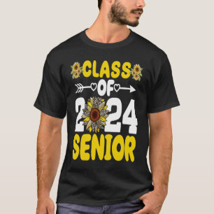Class Of 2024 Senior 24 Sunflower Heart Graduation T-Shirt