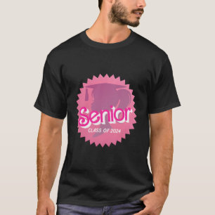 Class Of 2024 Senior Pink Retro Classic Girl Grad T-Shirt
