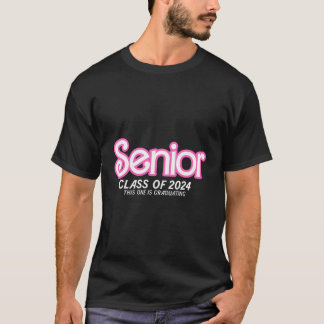 Class Of 2024 Senior Pink Retro Classic Girl Grad T-Shirt