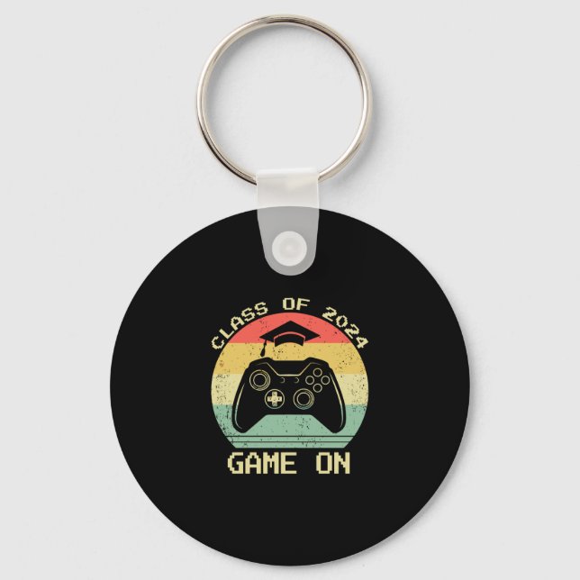 Class Of 2024 Senior Video Gamer Game On Graduatio Key Ring (Front)