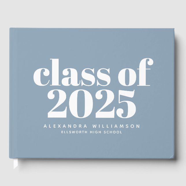 Class of 2024 Simple Dusty Blue Personalised  Guest Book (Front)