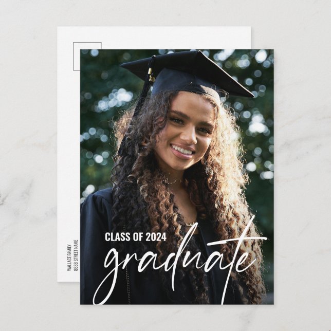 Class of 2024 University Graduate Photo Custom Announcement Postcard (Front/Back)