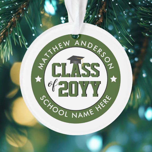 Class of 2025 2026 Elegant Forest Green Graduation Ornament (Creator Uploaded)