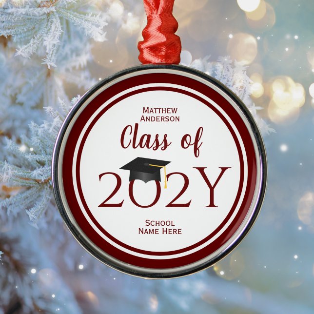 Class of 2025 2026 Elegant Graduation Cap Graduate Metal Ornament (Creator Uploaded)