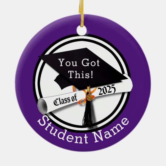 Class of 2025 (Add Name) Graduation Ceramic Ornament (Back)