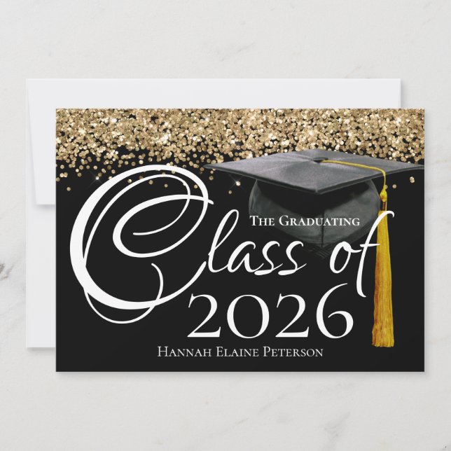 Class of 2025 Black Graduation Announcement (Front)