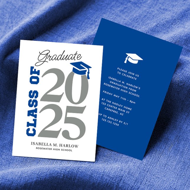 Class of 2025 Blue and Grey Graduation Invitation (Creator Uploaded)