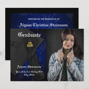 Class of 2025 Blue Tassel Photo Graduation Invitation