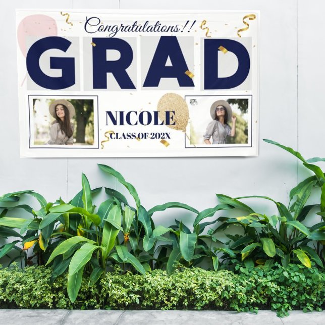 Class Of 2025 Bold Font Balloon Photo Graduation Banner (Class Of 2024 Bold Font Balloon Photo Graduation Banner)