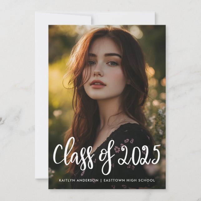 Class Of 2025 Casual Script Graduate Photo Invitation (Front)