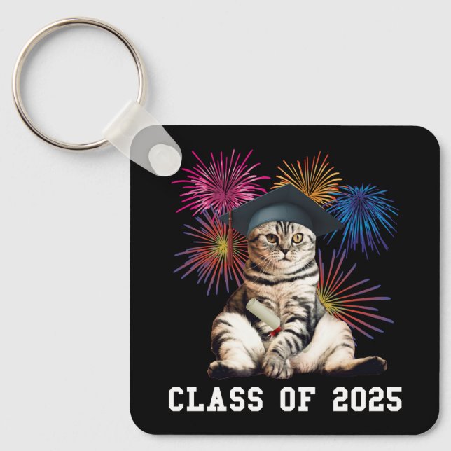 Class of 2025 Cat Lover Key Ring (Front)