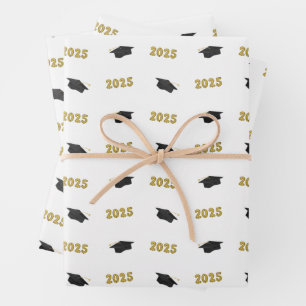 Class of 2025 Classic Grad Cap and Balloons Wrapping Paper Sheet