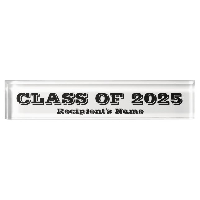 Class of 2025 Clear Black Paperweight by Janz Nameplate (Front)