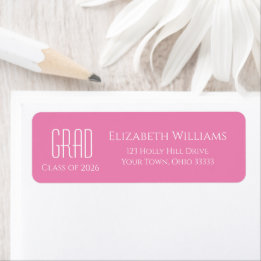 Class of 2025 Cute Pink Graduation Return Address Label