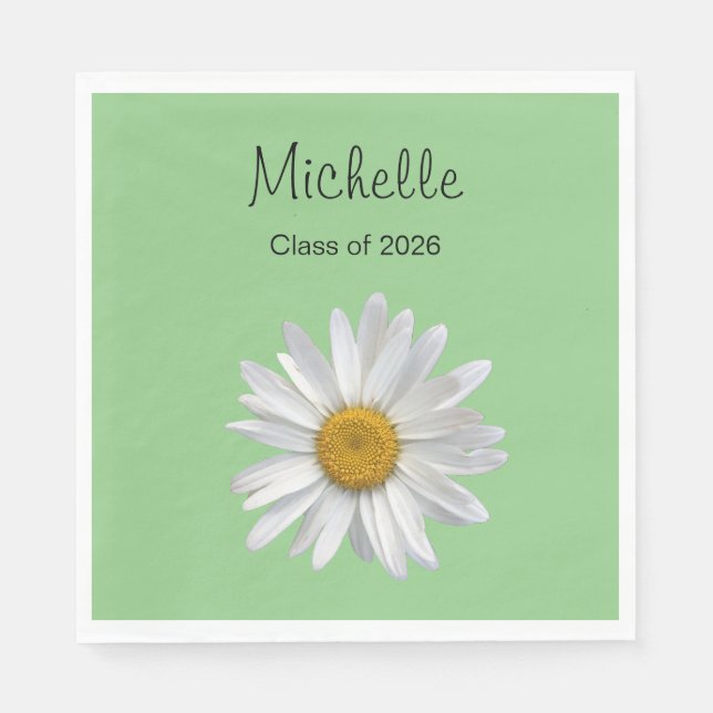 Class of 2025 Daisy Green Graduation Party Napkin (Front)