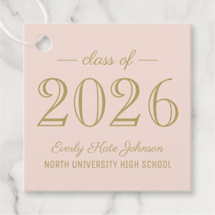 Class of 2025 Elegant Blush Gold Graduation Party Favour Tags