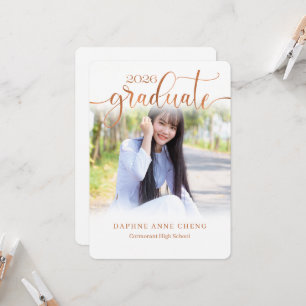 Class of 2025 Faux Bronz Leaf Modern Photo Invitation