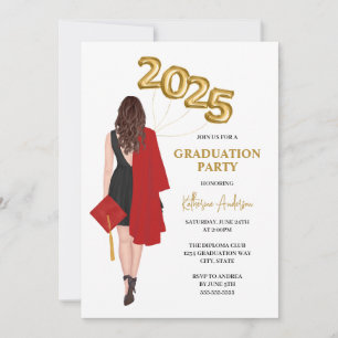 Class of 2025 Female Photo Graduation Party Invitation