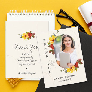 Class of 2025  Floral Photo Graduation Thank You Postcard