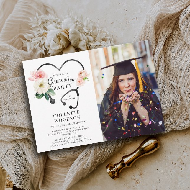 Class Of 2025 Future Nurse Graduation Photo Party  Invitation (Creator Uploaded)