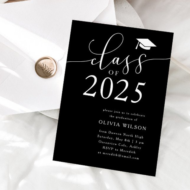 Class of 2025 Gold and Black Graduation Party  Invitation (Creator Uploaded)
