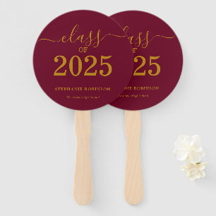 Class of 2025 Gold Maroon Graduation  Hand Fan