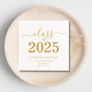 Class of 2025 Gold Script College Graduation Napkin