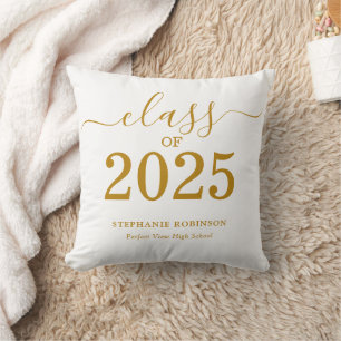 Class of 2025 Gold Script Graduation Cushion