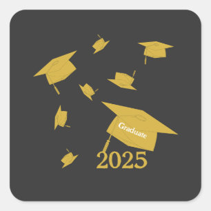 Class of 2025 grad cap square sticker