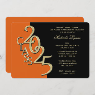 Class of 2025 Grad Gold with Colour Option Invitation