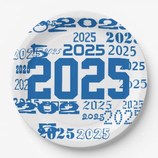 Class Of 2025 Grad Pattern Graduation Year Paper Plate