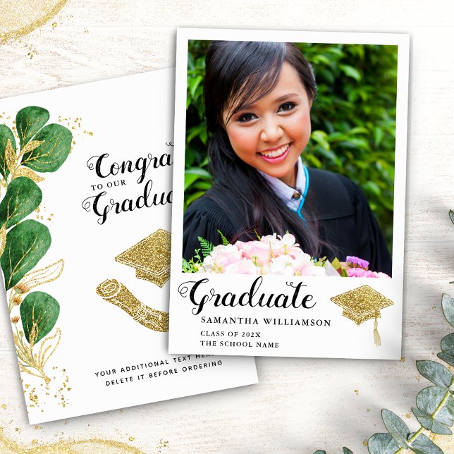 Class of 2025 Grad Photo Elegant Girl Graduation Announcement (Creator Uploaded)
