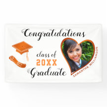 Class of 2025 Grad Photo White & Orange Graduation