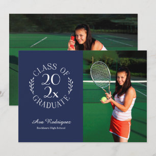 Class of 2025 Graduate 2 Photo Navy Graduation Announcement
