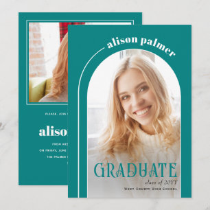 Class of 2025 GRADUATE arch teal blue photo        Invitation