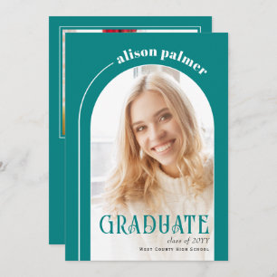 Class of 2025 GRADUATE arch teal blue photo        Invitation
