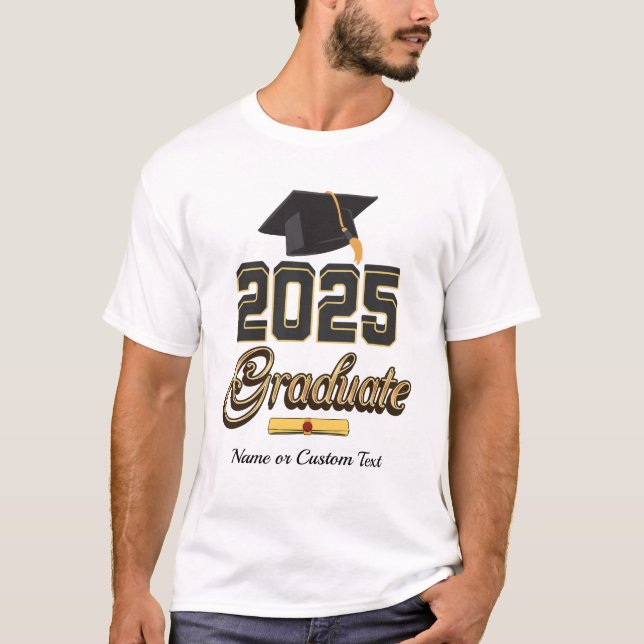 Class of 2025 Graduate Black & Gold Family Set T-Shirt (Front)