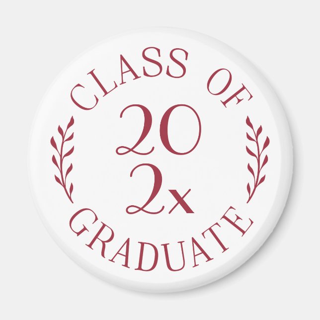 Class of 2025 Graduate Chic Burgundy Typography Magnet (Front)