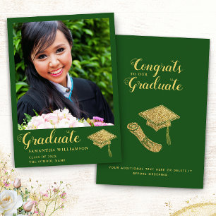 Class of 2025 Graduate Green and Gold Graduation Announcement