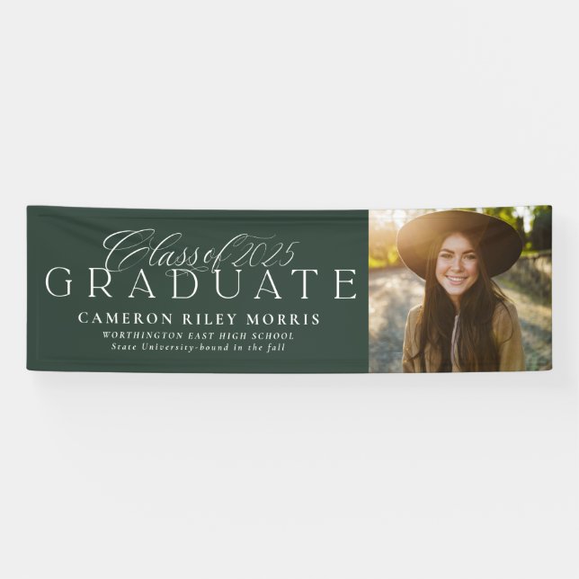 Class of 2025 graduate green graduation photo banner (Horizontal)