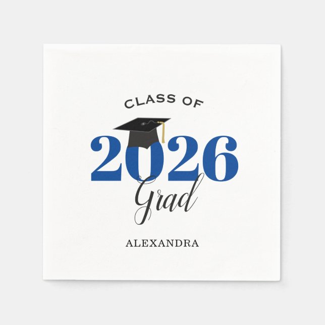 Class of 2025 Graduate Modern Blue Napkin (Front)