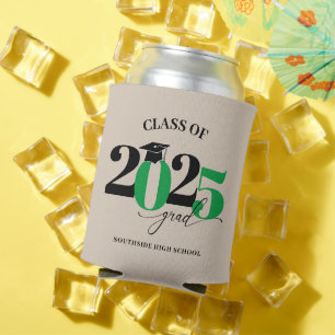 Class of 2025 Graduate Modern Green Can Cooler