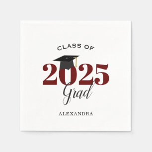 Class of 2025 Graduate Modern Maroon Napkin